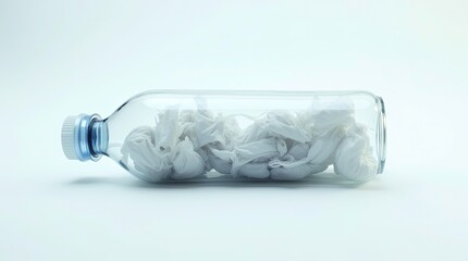 some paper pieces photo in a glass bottle on pure white background for stunning concept