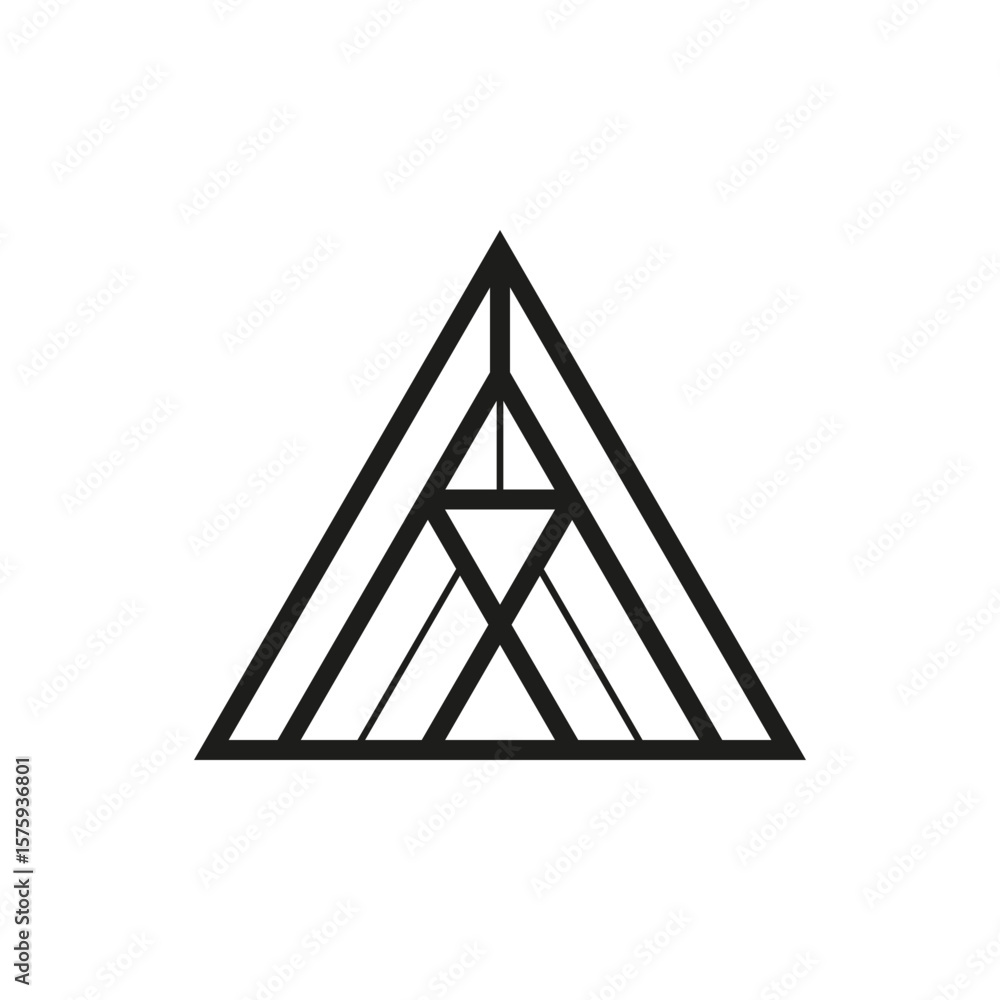 Poster geometric triangle logo icon. triangle concept vector design with minimalistic linear style
