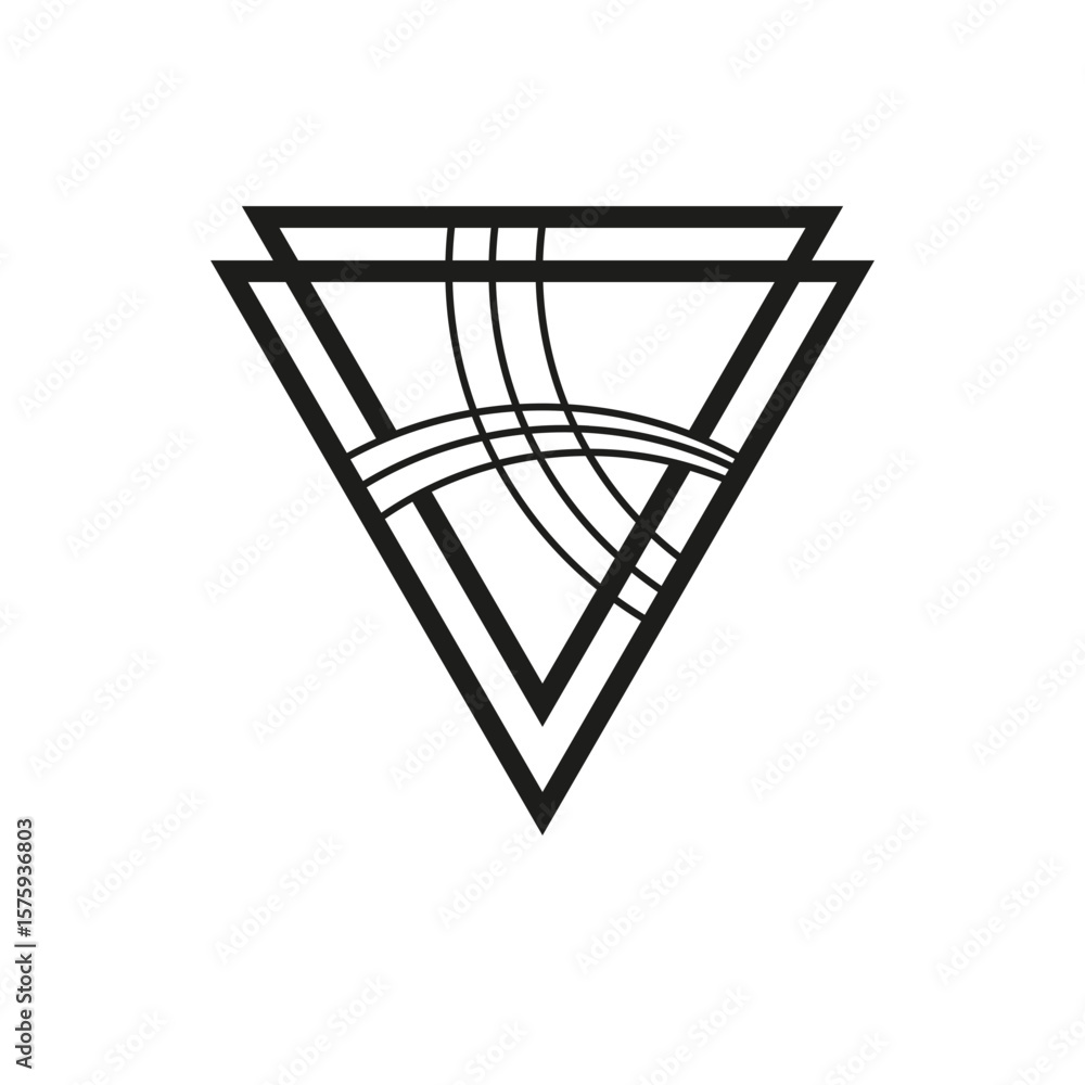 Poster geometric triangle logo icon. triangle concept vector design with minimalistic linear style