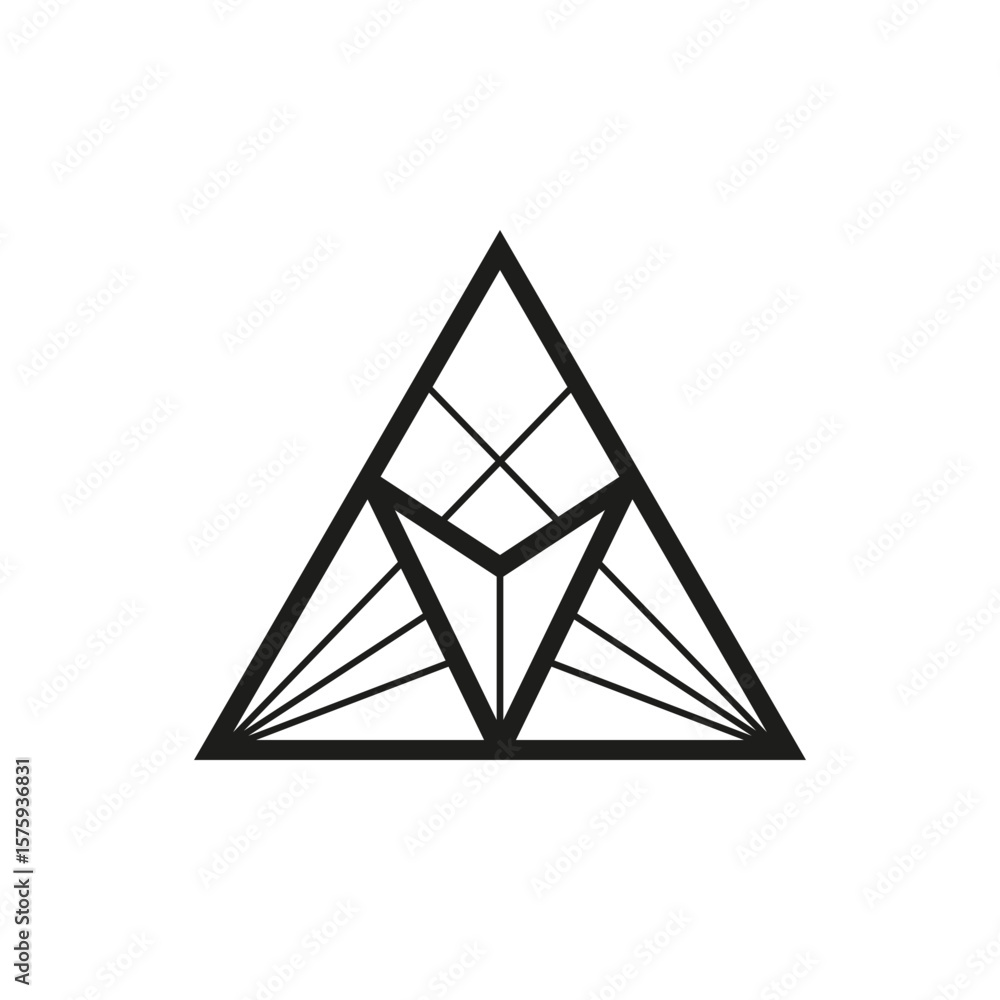 Fototapete Geometric triangle logo icon. Triangle concept vector design with minimalistic linear style