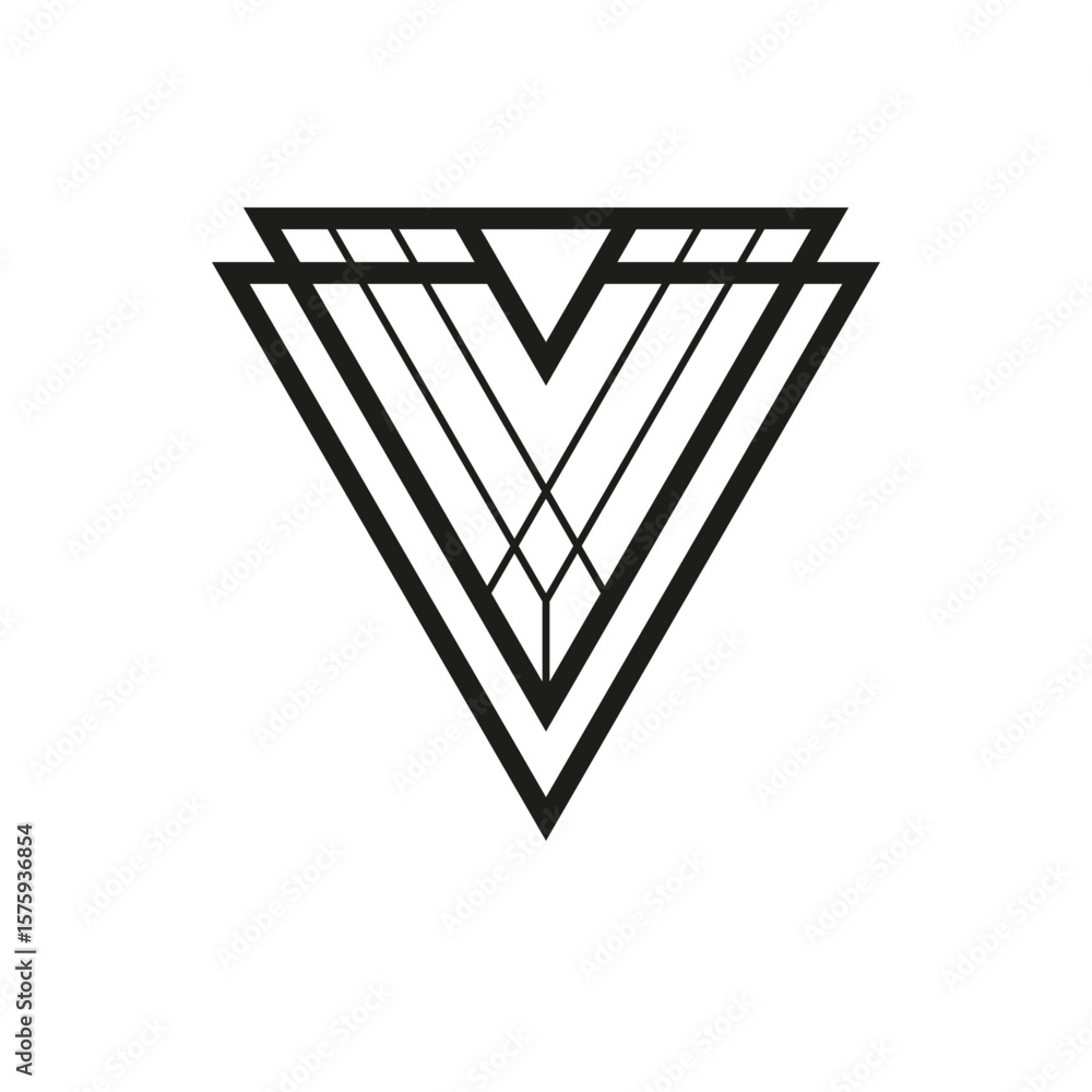 Fototapete geometric triangle logo icon. triangle concept vector design with minimalistic linear style