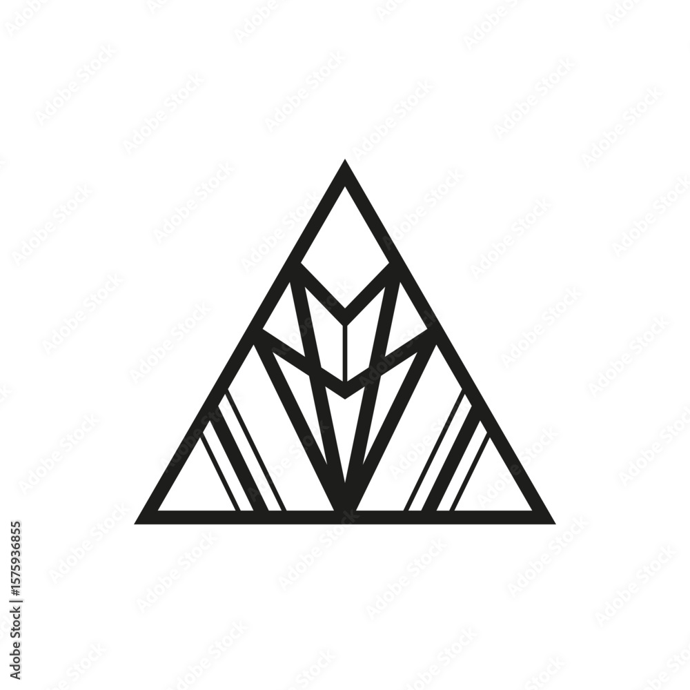 Fototapete Geometric triangle logo icon. Triangle concept vector design with minimalistic linear style
