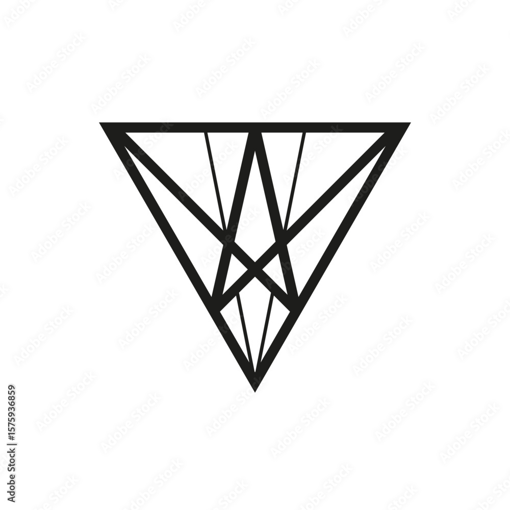 Fototapete Geometric triangle logo icon. Triangle concept vector design with minimalistic linear style