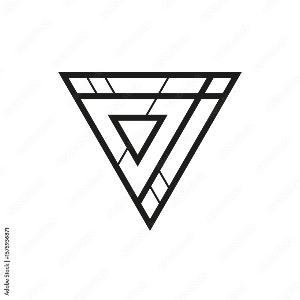 Poster geometric triangle logo icon. triangle concept vector design with minimalistic linear style