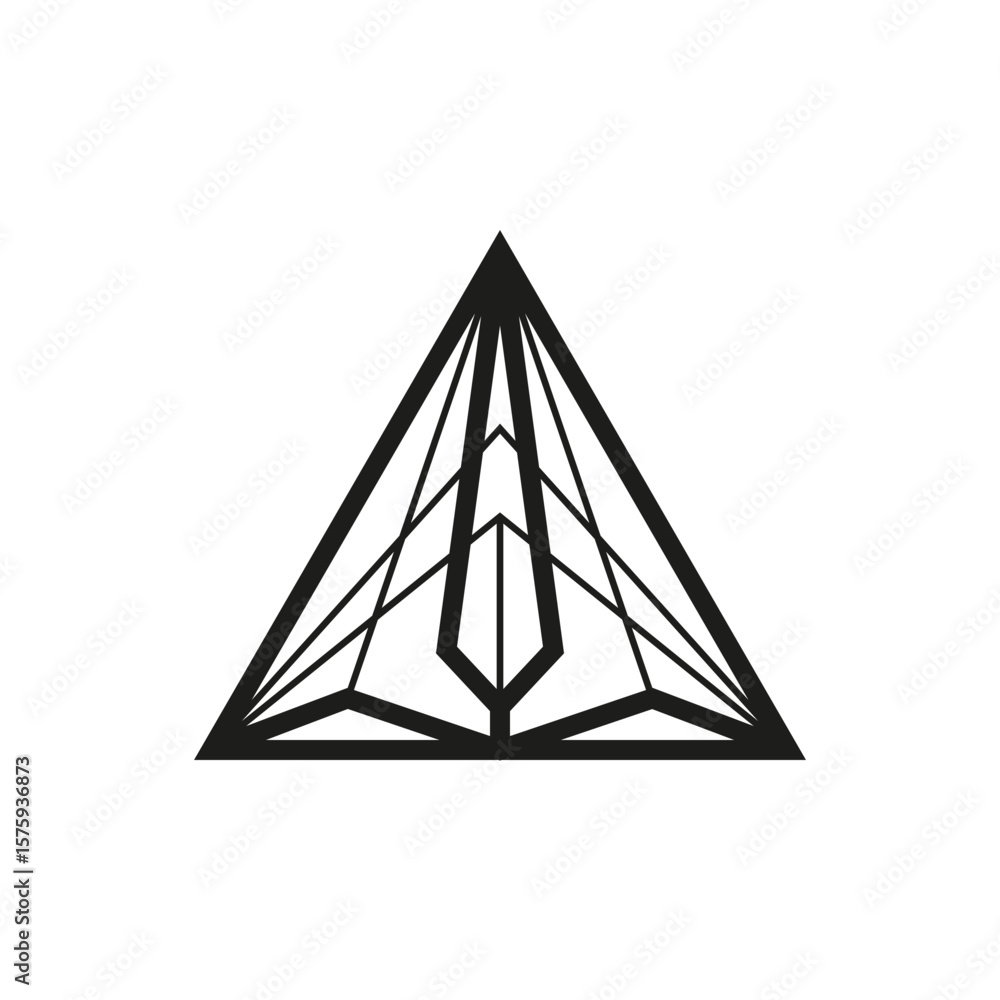 Poster geometric triangle logo icon. triangle concept vector design with minimalistic linear style