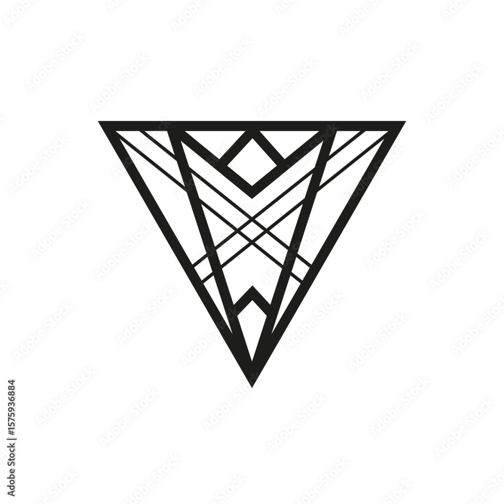 Poster geometric triangle logo icon. triangle concept vector design with minimalistic linear style