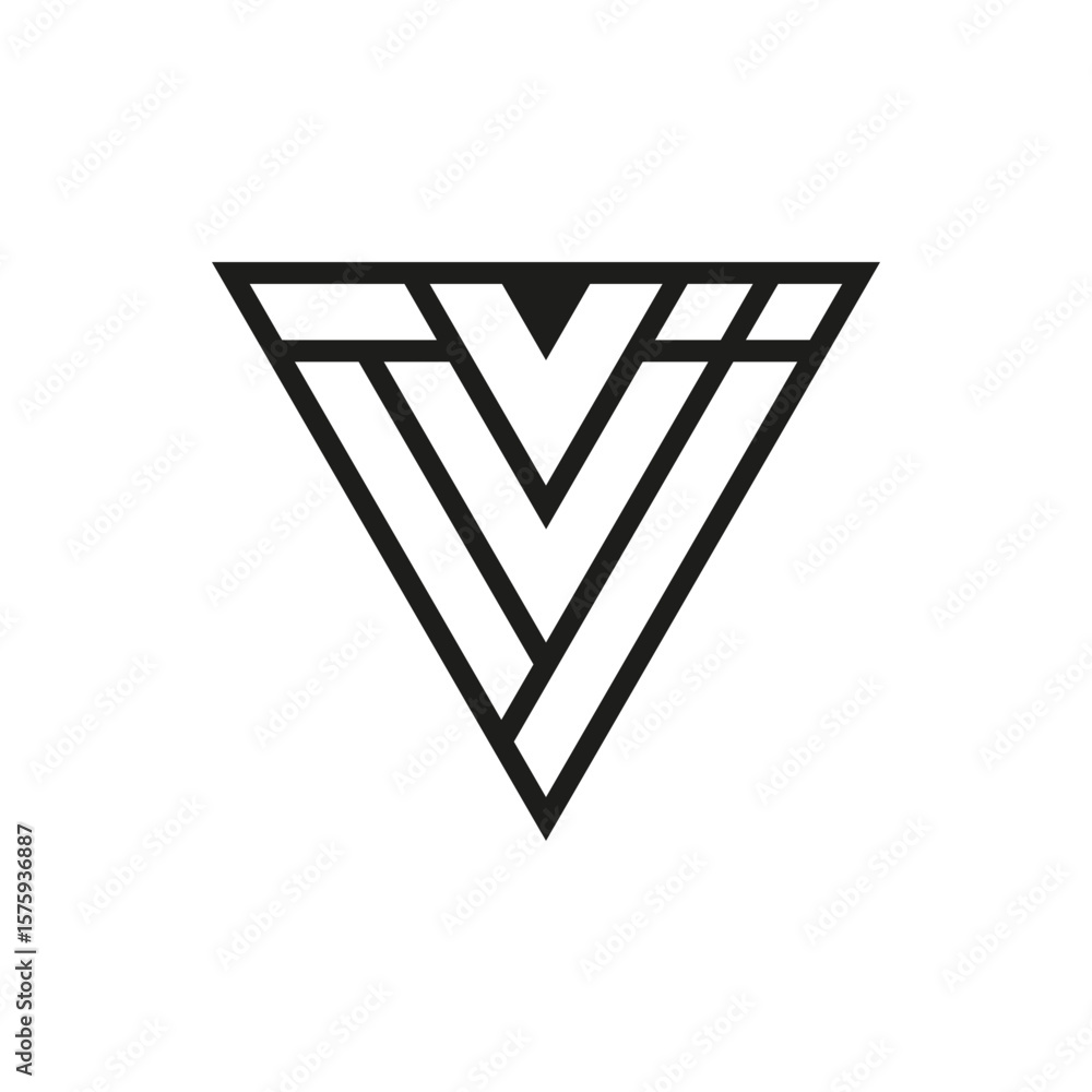 Fototapete geometric triangle logo icon. triangle concept vector design with minimalistic linear style