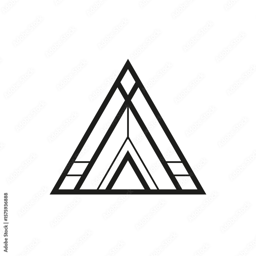 Poster geometric triangle logo icon. triangle concept vector design with minimalistic linear style