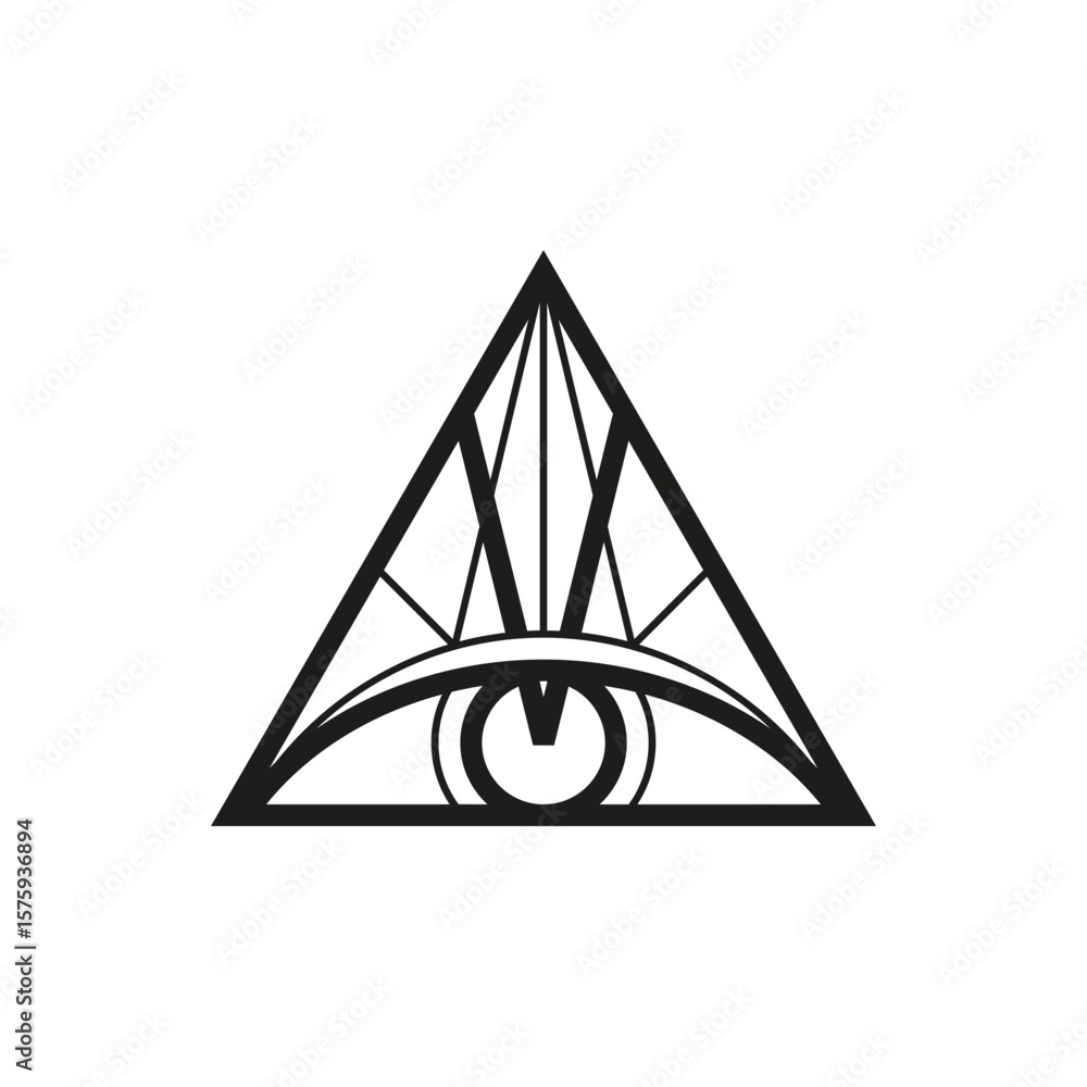 Poster geometric triangle logo icon. triangle concept vector design with minimalistic linear style