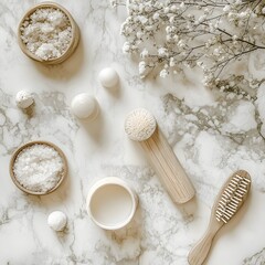 Spa Day Essentials Flatlay, Relaxing Beige Aesthetic