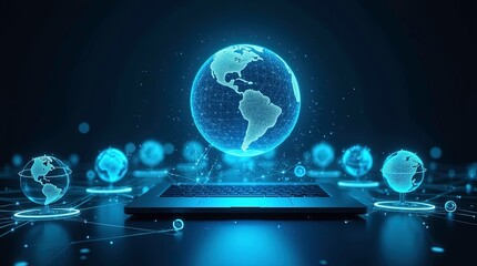 Global Connectivity, A vibrant depiction of mobile communication technology, showcasing smartphones accessing the internet through wireless satellite networks amidst a cloud-filled sky