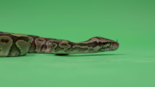 Ball Python Portrait on Green Background