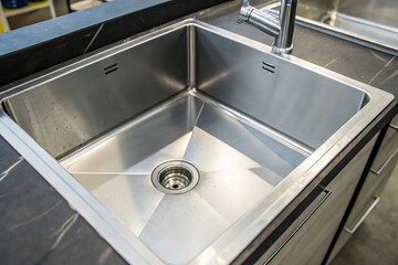 Modern Stainless Steel Kitchen Sink with Sleek Design and Built-in Faucet
