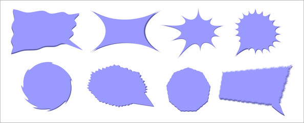 Abstract Badge and Bubble Stickers Shape Vector Set in Blue on White Background