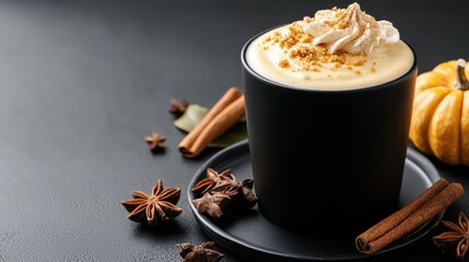 Delicious Coffee with Whipped Cream and Cinnamon Topping in Cozy Cafe