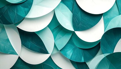 Abstract layered circles in teal and white