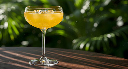 Refreshing Tropical Mango Cocktail Summer Drink Ice Cubes Glass Bar Tropical Getaway Vacation Paradise Beach Party