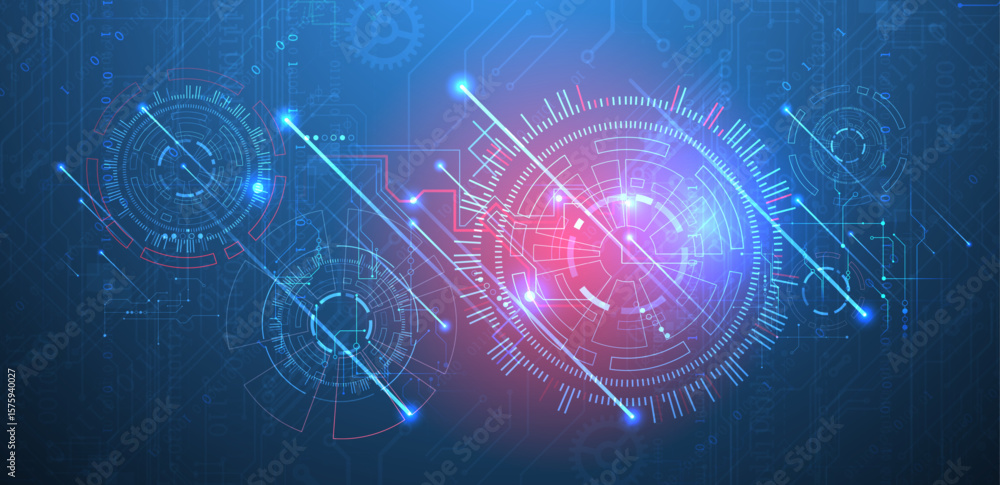 Poster abstract background. scientific and technological concept with the use of technical elements formed 
