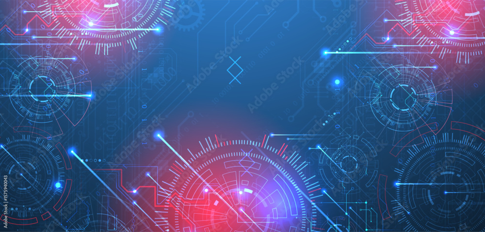 Poster abstract background. scientific and technological concept with the use of technical elements formed 