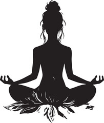 Yoga woman in meditation pose isolated PNG, fitness female exercising in calm, peaceful yoga posture