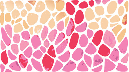 Fototapeta premium Irregular shapes in shades of pink and peach create a mosaic pattern on a white background