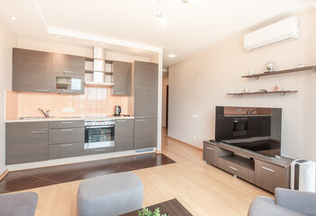 Modern Open Concept Living Room and Kitchen Interior Design
