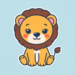 Obraz premium Cute cartoon lion sitting