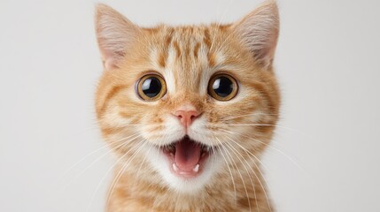 Obraz premium A happy orange cat with a big smile and wide eyes