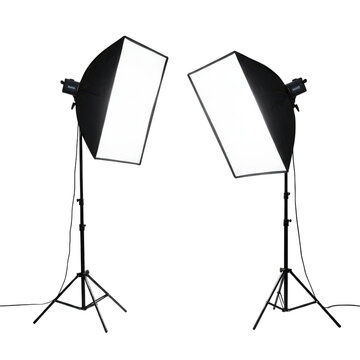 Two softbox studio lights for photography isolated PNG with Transparent Background