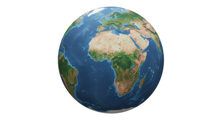 Fototapeta premium Earth globe showing Africa and Europe isolated PNG with Transparent Background