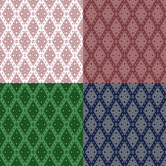 Traditional Geometric Textile Pattern Set, 4 Seamless Color Variations.