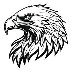 Obraz premium Black and White Vector Eagle Head Profile Powerful Bird Illustration 2