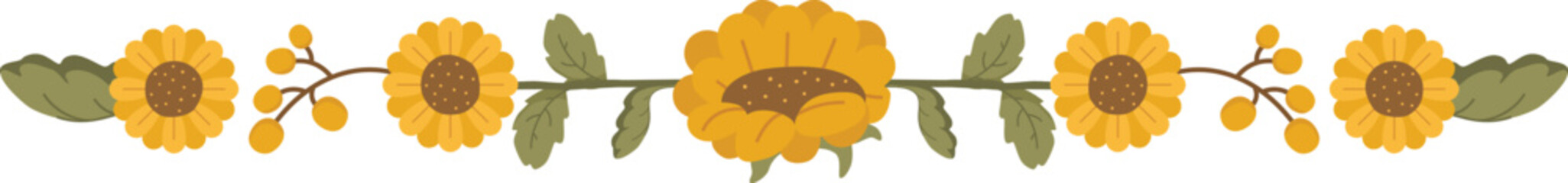 Sunflower Border Vector Illustration