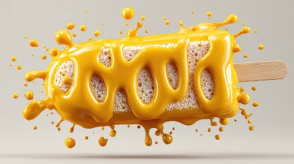 A delightful popsicle in a refreshing, yellow glaze, perfect for a summer treat