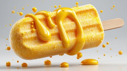 A refreshing and tasty popsicle dripping with syrup, perfect for a hot day