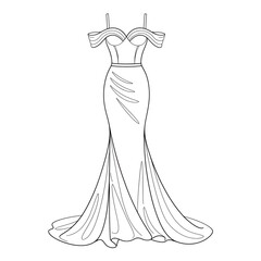 Vector illustration of a satin dress coloring page