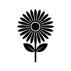 Fototapeta premium Elegant Black and White Flower Icon Simple Floral Design Element