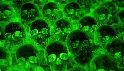 Green skulls in flames