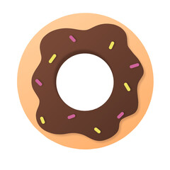 Chocolate Frosted Donut with Sprinkles, Isolated Graphic Icon.