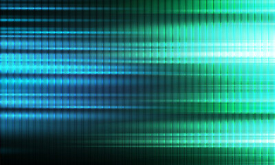 Naklejka premium Blue and green ribbed abstract background with corrugated iridescent glass effect. Vector illustration design with vertical blur lines and glowing lights.
