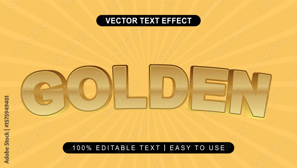 Poster bold golden editable 3d text effect on radial background with easy to use message for graphic design