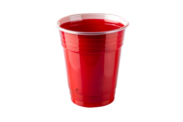 Red plastic party cup on transparent or clear surface PNG transparent background