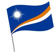 Fototapeta premium Marshall islands national flag flutters with flagpole