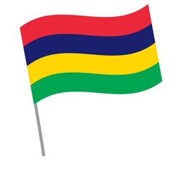 Mauritius national flag flutters with flagpole