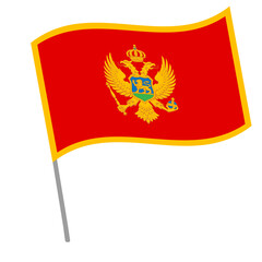 Montenegro national flag flutters with flagpole
