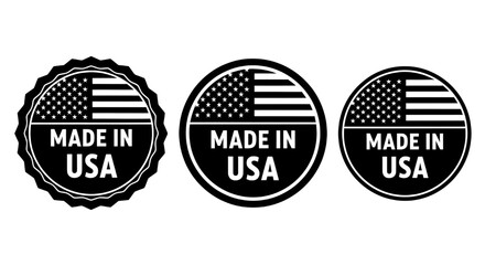 Made in USA Badge Set - Patriotic American Product Label Design for Marketing and Manufacturing