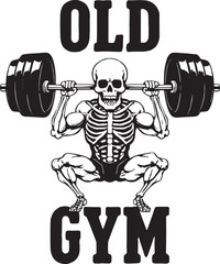 Skeleton Weightlifter Old Gym T-Shirt Design