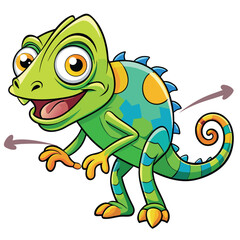 Cartoon chameleon with expressive face and vibrant colors