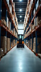 Fototapeta premium Generative AI warehouse logistics optimization with forklift