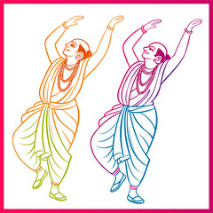 Gour Nitai Vector Line art illustrations, Hindu Religions